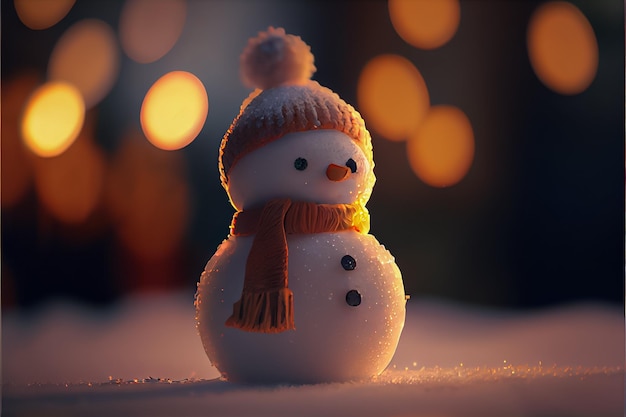 Snowman decorates the festival Merry Christmas 3D rendering