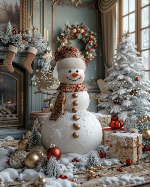 Snowman Gingerbread House Builder In A Decorated clipart