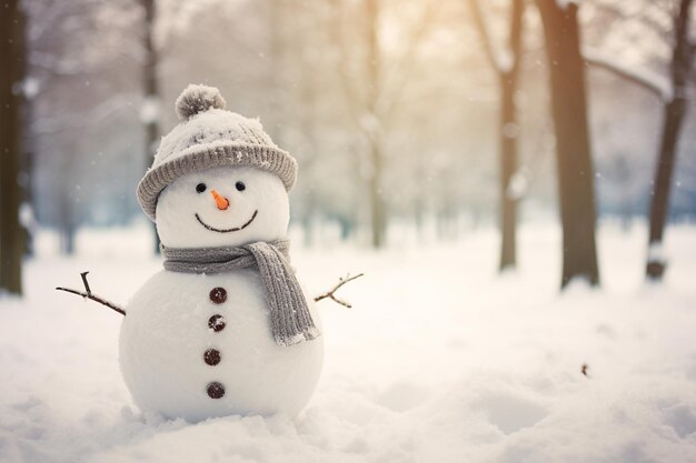 Photo snowman images background and copy space