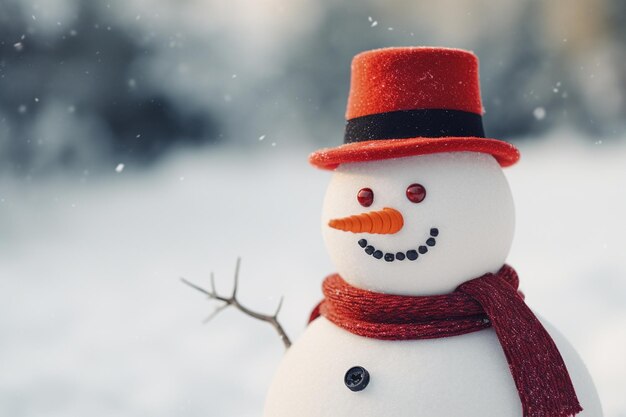 Photo snowman images background and copy space