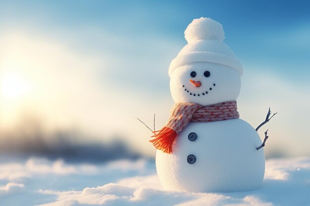 Photo snowman images background and copy space