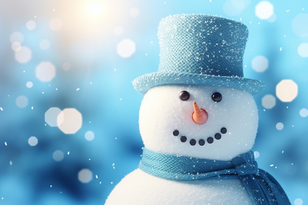 Photo snowman images background and copy space