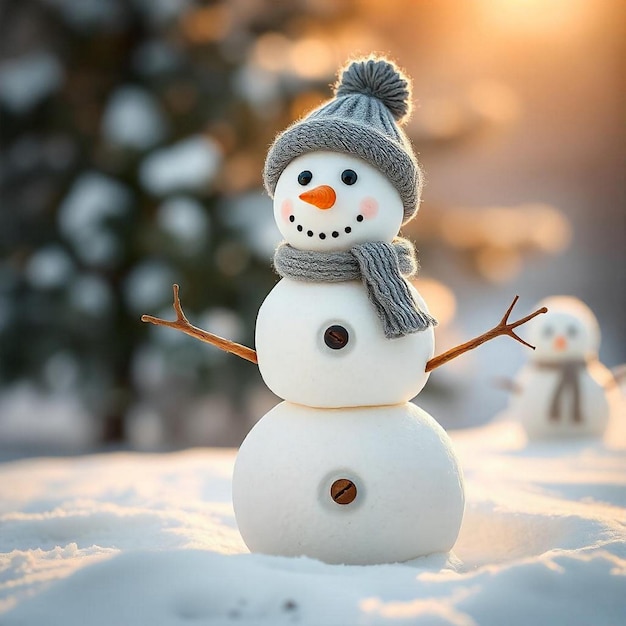 Snowman and Miniature in a Winter Wonderland