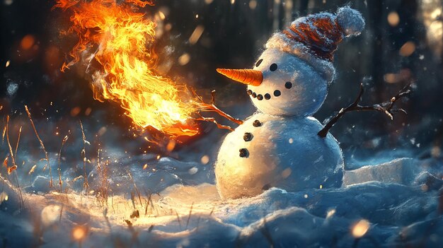 Snowman Playing with Fire