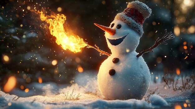 Snowman Playing with Fire