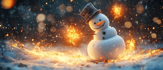 Snowman Playing with Fire