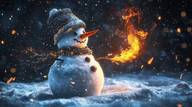 Snowman Playing with Fire