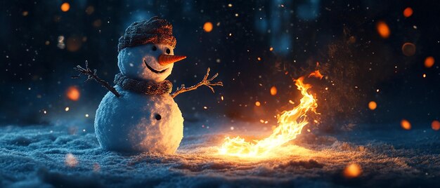 Snowman Playing with Fire