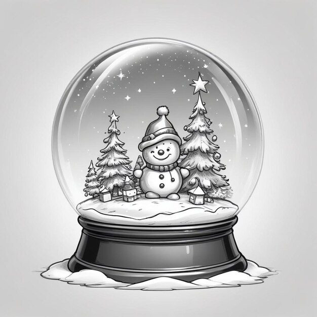 Photo a snowman in a snow globe with a snowman in the background