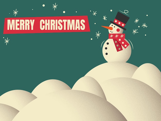 Snowman. Snowman greeting. Cute Christmas greeting card with snowman. Greeting card with snowmen and snowfall. Christmas content.