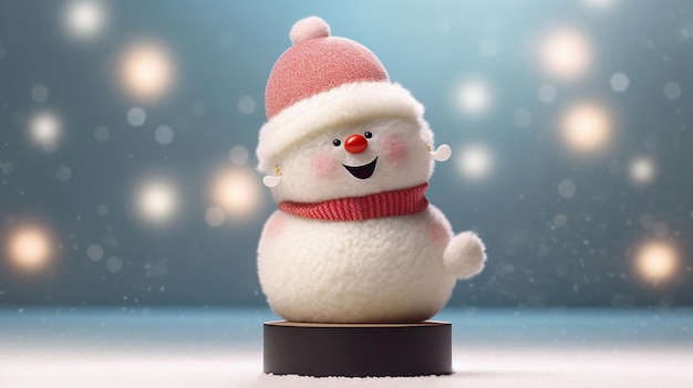 snowman standing on podium stage display