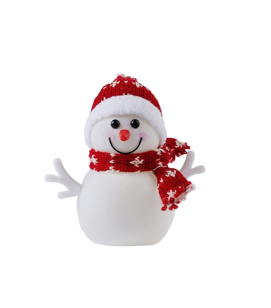 Snowman toy isolated on white background Christmas and New Year decoration Christmas design element