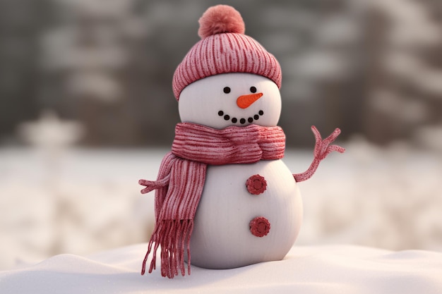 a snowman wearing a scarf and hat