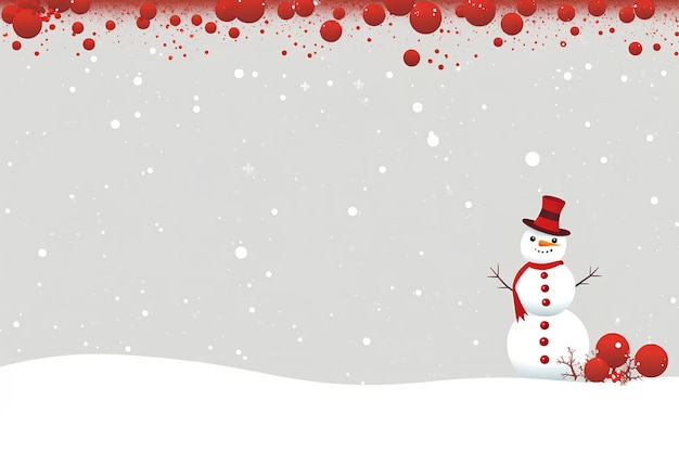 The Snowman in the White Snow Border with Green Ornaments