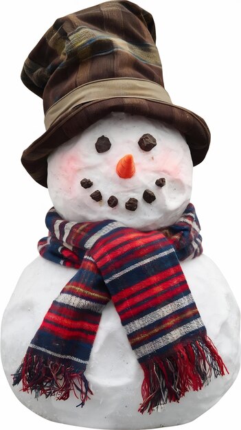 Photo snowman with hat and scarf isolated on white background