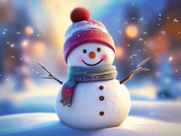 a snowman with a hat and scarf on it