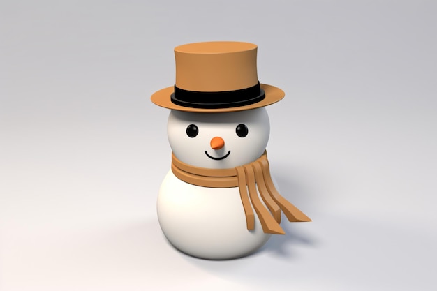 Photo a snowman with a hat and scarf