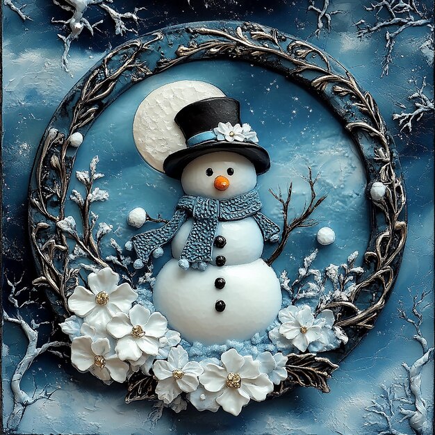 Photo a snowman with a hat and a snowman on it