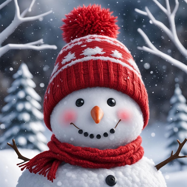 a snowman with a red hat and a scarf that says quot the snowman quot