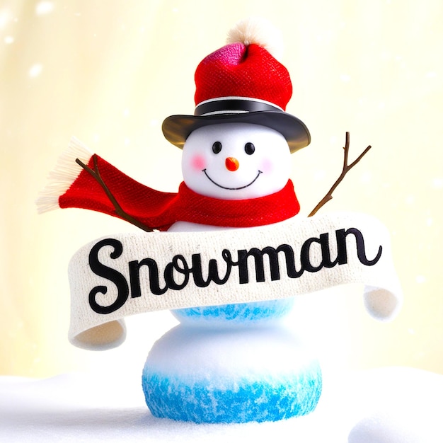 Photo a snowman with a red hat and a sign that says snowman