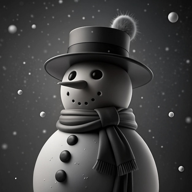 Photo a snowman with a scarf around his neck and a scarf around his neck