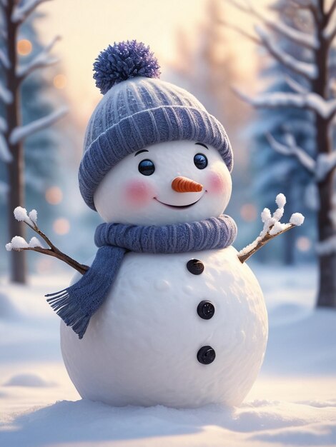 a snowman with a scarf and a scarf around his neck