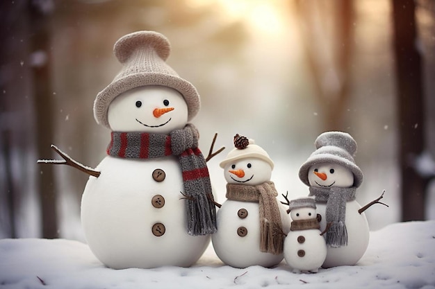 Snowman with snowman in the snow