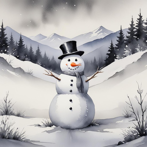 a snowman with a top hat that says snowman