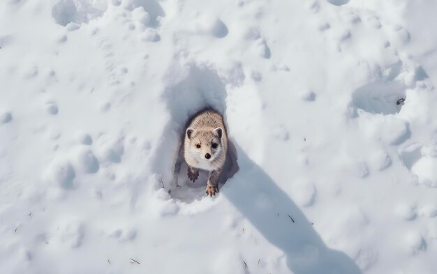 Snowy Aerial Portrait Ermine Hunting Film Generative AI