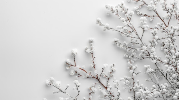 Photo snowy branches against white background