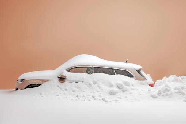 Snowy car in a neutral backdrop