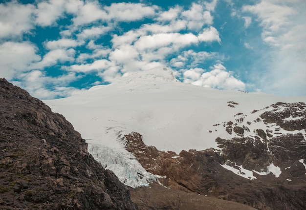 Snowy cayambe volcano in ecuador