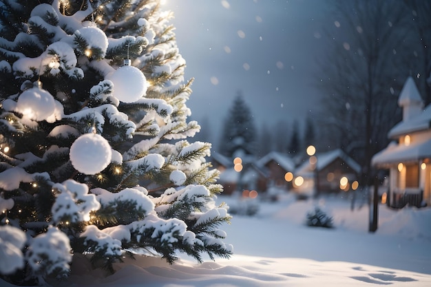 Snowy Christmas Tree Background