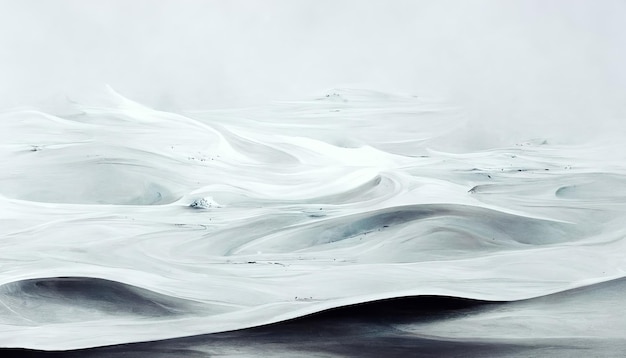 Snowy desert in winter antarctica Abstract white background illustration generated by ai neural network