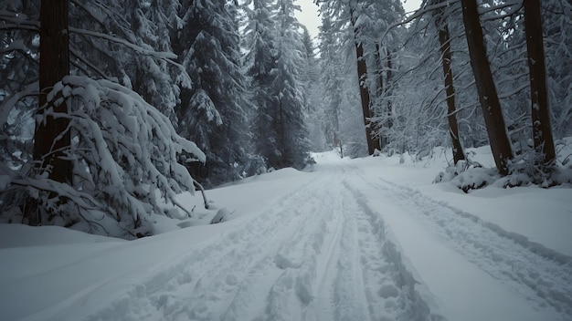 Snowy Forest Path