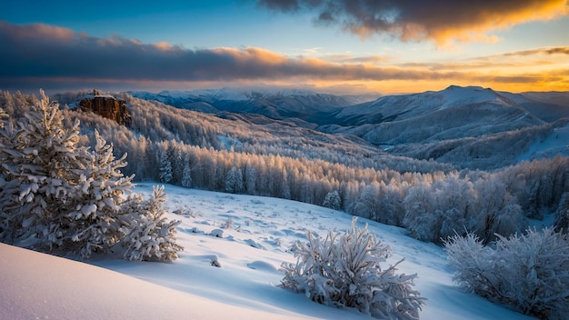 Snowy landscape highlighting natures purity generated by AI