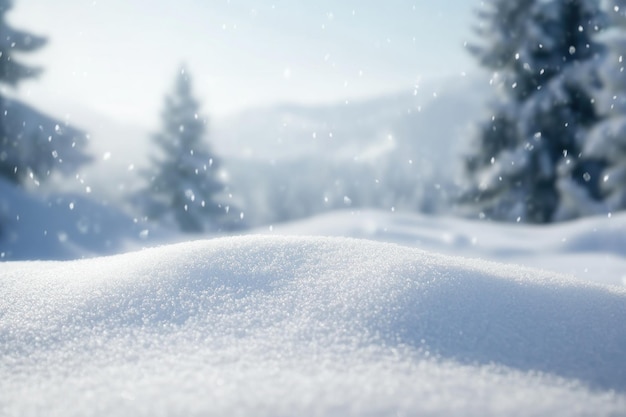 Photo snowy landscape with falling snow