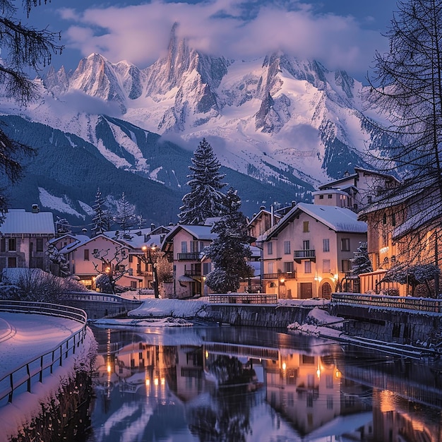 Snowy Majesty Mount Blanc Reflection