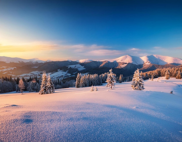 a snowy mountain landscape with a wooden fence and a snowy mountain in the background