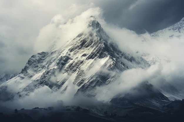 Snowy Mountain Natural Light Generative AI