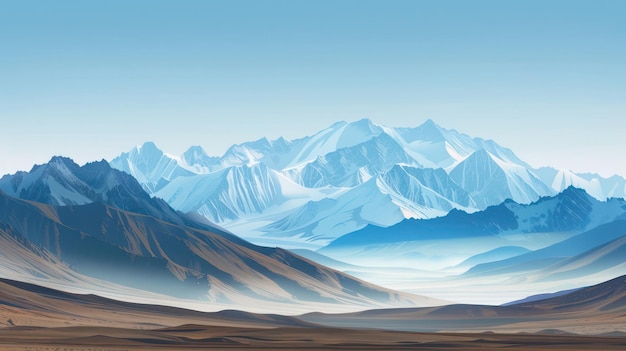 Snowy Mountain Range Landscape