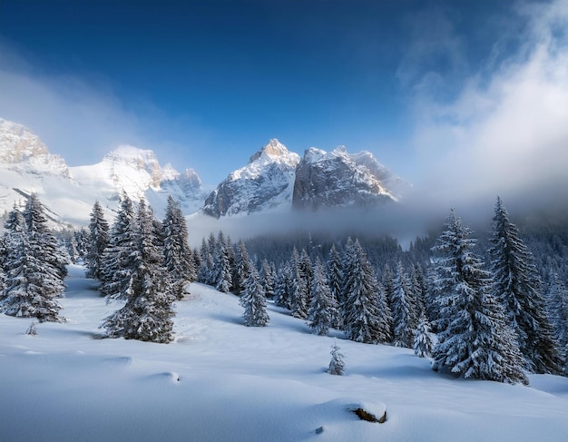 Photo a snowy mountain with a mountain in the background