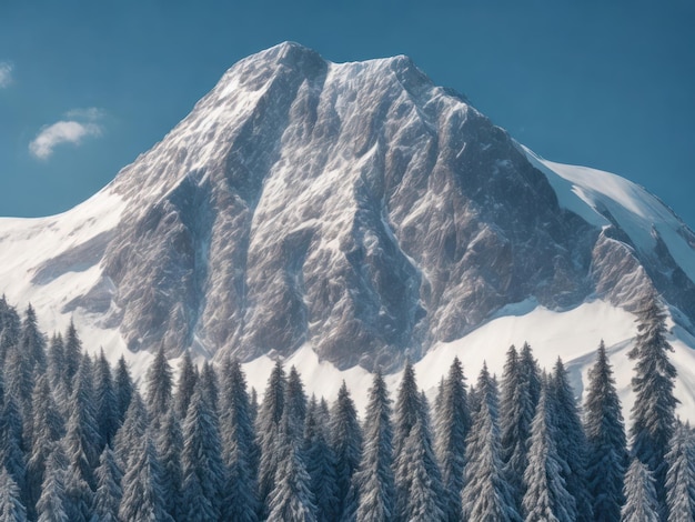 A snowy mountain with a snowy mountain in the background.