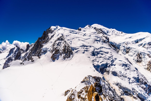 Snowy mountains Chamonix Mont Blanc HauteSavoie Alps France