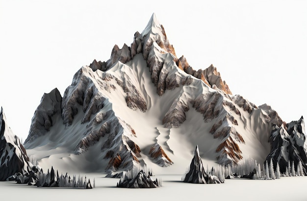 Snowy mountains digital illustration painting artwork 3D rendering