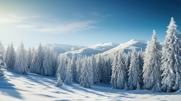 Snowy Mountains and Evergreen Forest