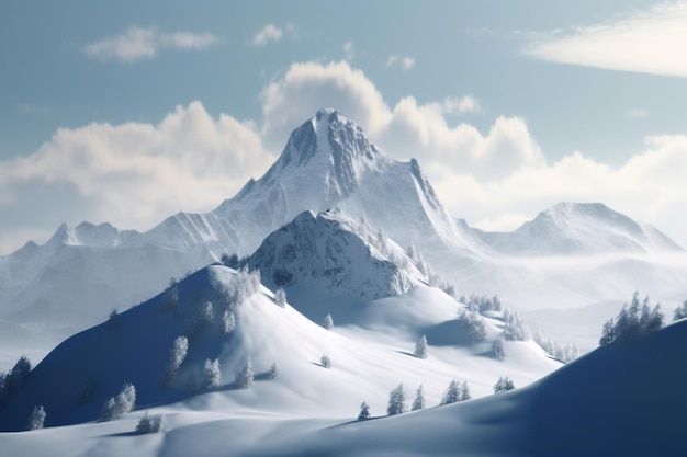 Snowy mountains in the snow wallpaper