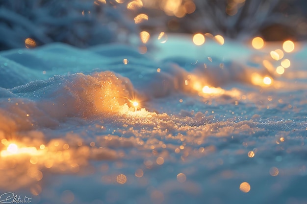 a snowy night with a light on it