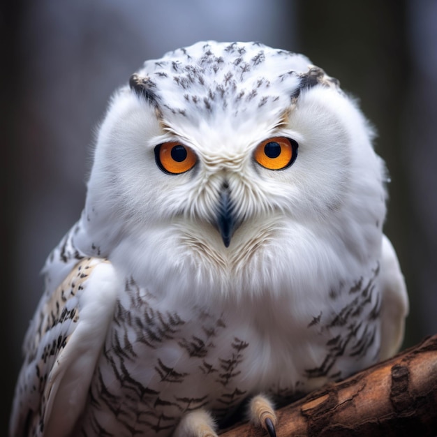 Snowy owl Bubo scandiacus in winter