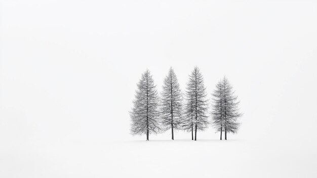 Photo snowy pine trees against white background